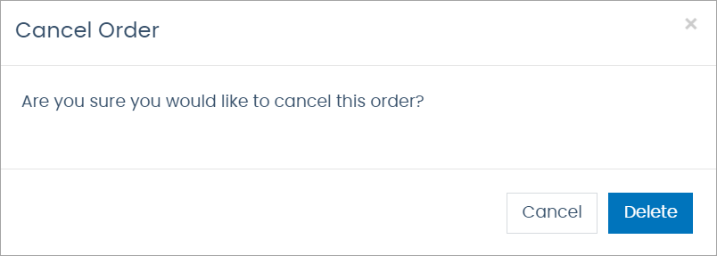 Cancel Order pop-up